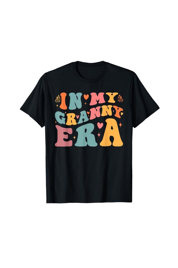 Playful In My Granny Era Pregnancy Announcement T-Shirt for Grandma - Small, Black
