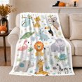 thumbnail image 1 of Playful Jungle Animals Whimsical Safari Zoo Friends, Cozy Friendship Quote Scene, Warm Flannel Blanket for Living Room and Reading Nook, Wildlife Lovers Friendship Gift, Artistic Home Decor, 1 of 9