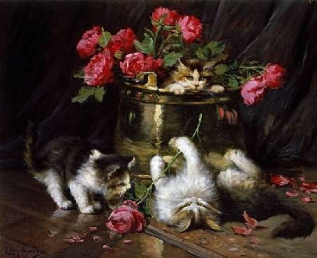 Playful Kittens Canvas Art - Leon-Charles Huber (20 x 24)