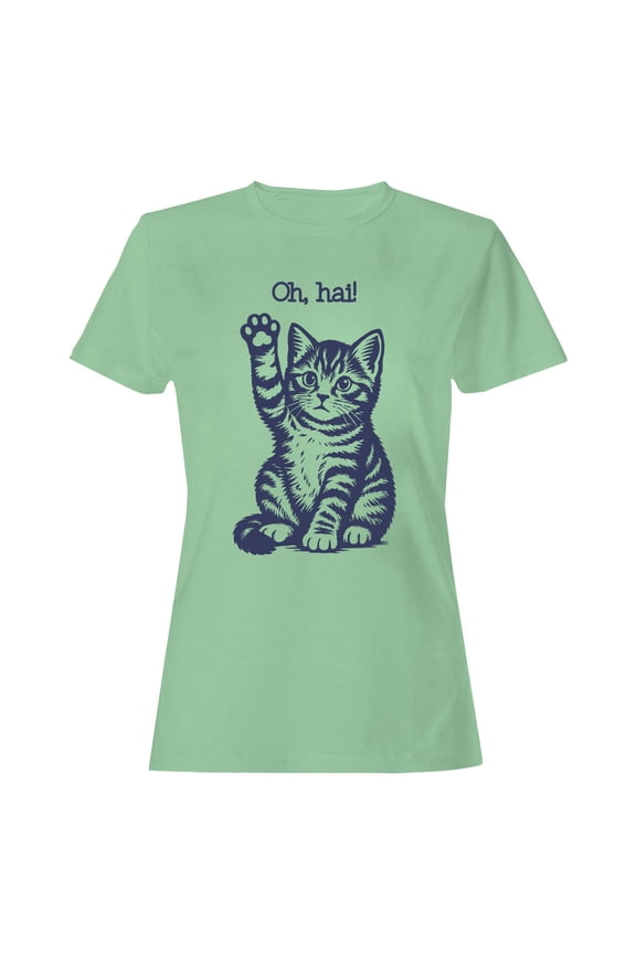 Playful Kitty "Oh, Hai" Design Women's T-shirt