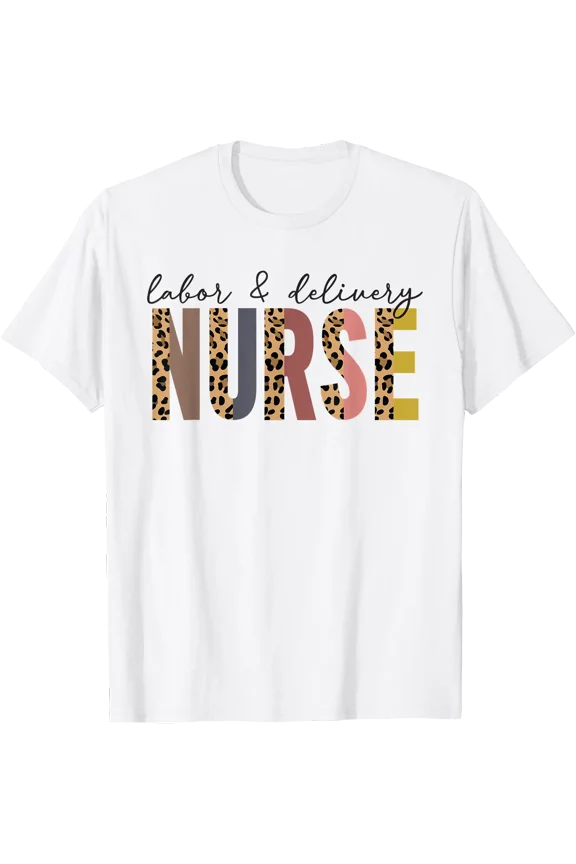 Playful Labor & Delivery Nurse LD Leopard Nursing T-Shirt for Healthcare Professionals
