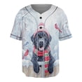 thumbnail image 1 of Playful Labrador Retriever Welcomes Winter Snowy Day with Cardinal Bird All Over Print 3D Baseball Shirt Lab Dog Lover Gifts Softball Sport - 2017, 1 of 6