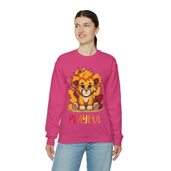 Playful Lion Cub Fall (Unisex) Heavy Blend™ Crewneck Sweatshirt