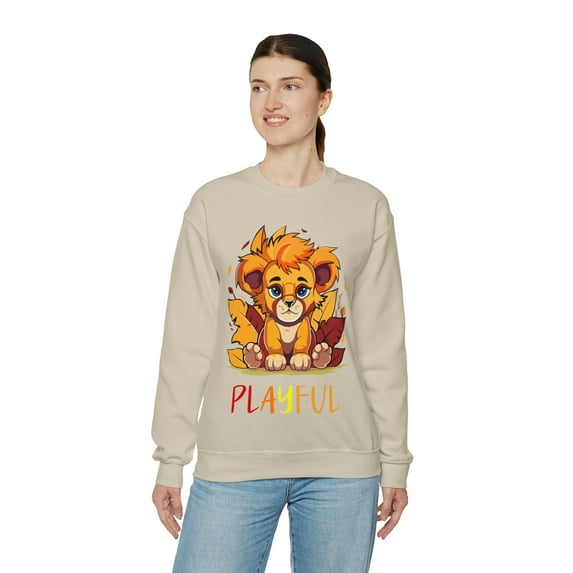 Playful Lion Cub Fall (Unisex) Heavy Blend™ Crewneck Sweatshirt