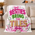 thumbnail image 1 of Playful Mahjong Tiles Bestie'S Bring Tiles Text Design, Cozy Friendship Quote Scene, Warm Flannel Blanket for Living Room and Reading Nook, Art Lovers Friendship Gift, Artistic Home Decor, 1 of 9