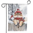 thumbnail image 1 of Playful Maine Coon Welcomes Winter Snowy Day with Cardinal Bird Garden Flag 12x18in Double Sided Cat Lover Kitten Owner Gifts Outdoor Decor - 2017, 1 of 5