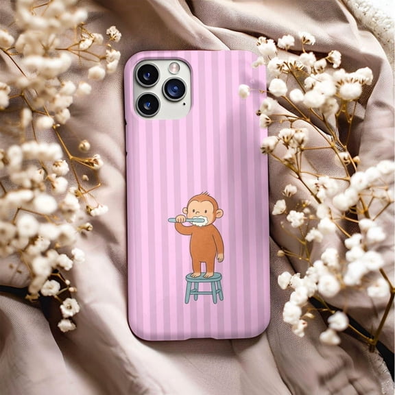 Playful Monkey Stripes Case for iPhone 11 12 13 14 15 16 17 Pro Max Plus
