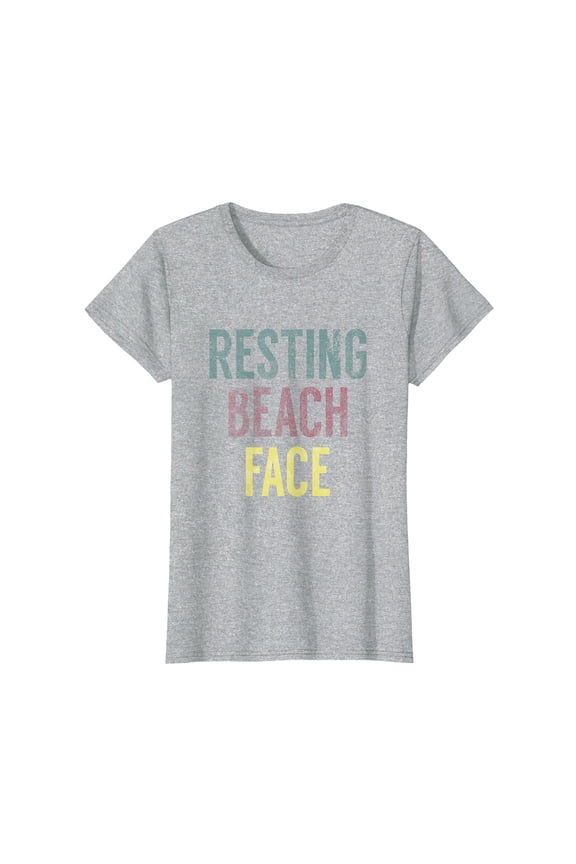 Playful Multi-Color Text Resting Beach Face T-Shirt for Women - Comfort Colors