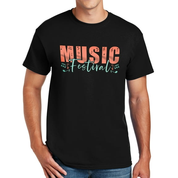 Playful Music Festival Graphic Design Men's Big Size Cotton Polyester DryBlend T-Shirt - Black 2XL