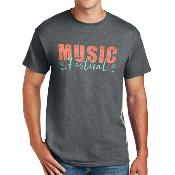 Playful Music Festival Graphic Design Men's Big Size Cotton Polyester DryBlend T-Shirt - Dk Heather XL