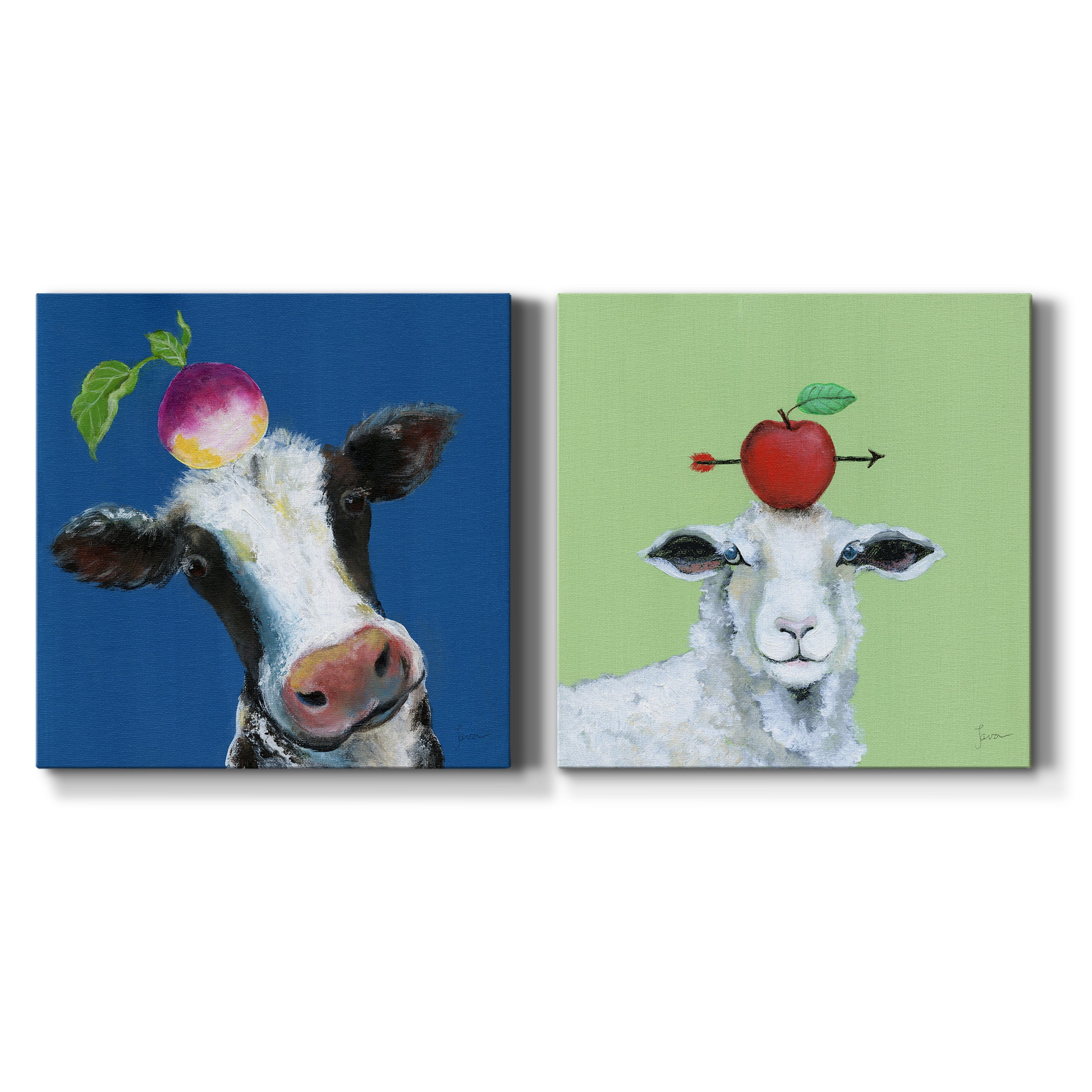 Playful Nature 1 - Premium Gallery Wrapped Canvas - Ready to Hang Set of 2 - 24 x 24 Each