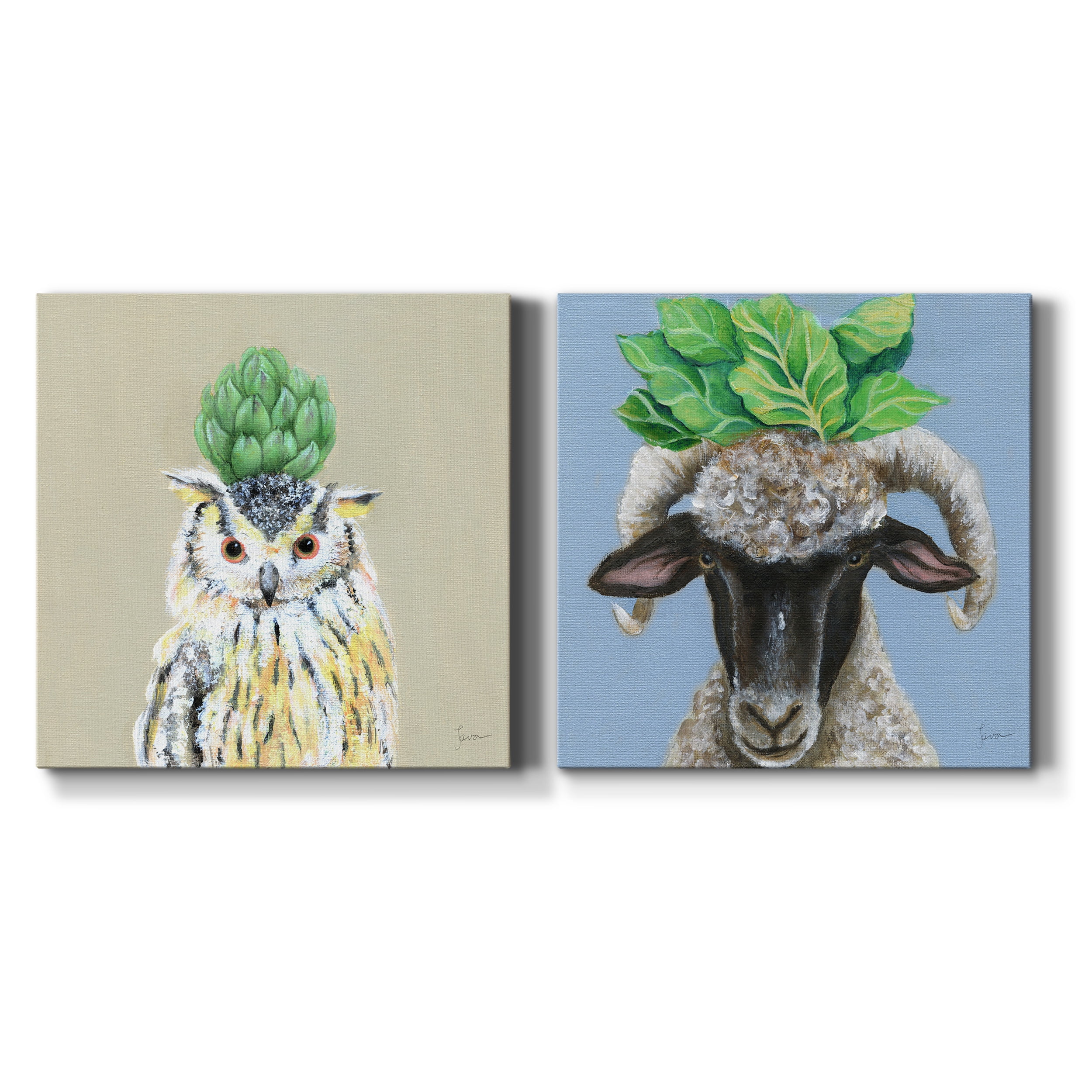 Playful Nature 6 - Premium Gallery Wrapped Canvas - Ready to Hang Set of 2 - 24 x 24 Each