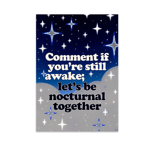 Playful Night Sky Wall Art - Night Owl Enthusiast - 13x19 Poster Print