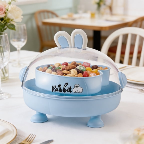 Playful Organize Your Living Room with Bunny Candy Box, Multi Layer Snack Container | Fruit Storage Organizer (9.8x8.7 Inch PET) for Home Dorm Outing
