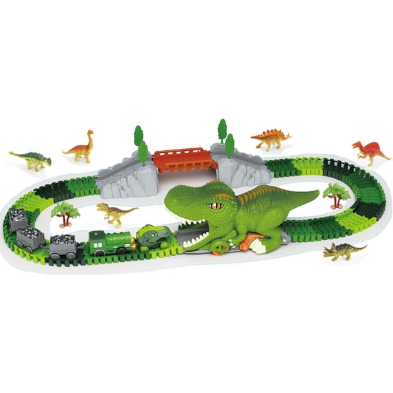 Playful Palette: Dino Train - Green Prehistoric Flexible Tracks Set ...