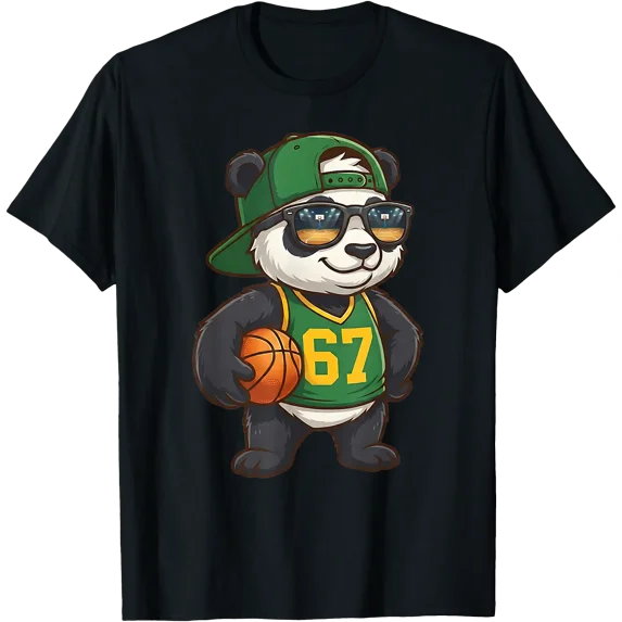 Playful Panda Cartoon Graphic T-Shirt for Sports Enthusiasts and Fun Fashion