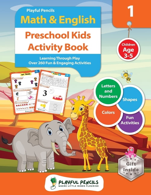 Playful Pencils Math & English Preschool Kids Activity Book: Learning ...