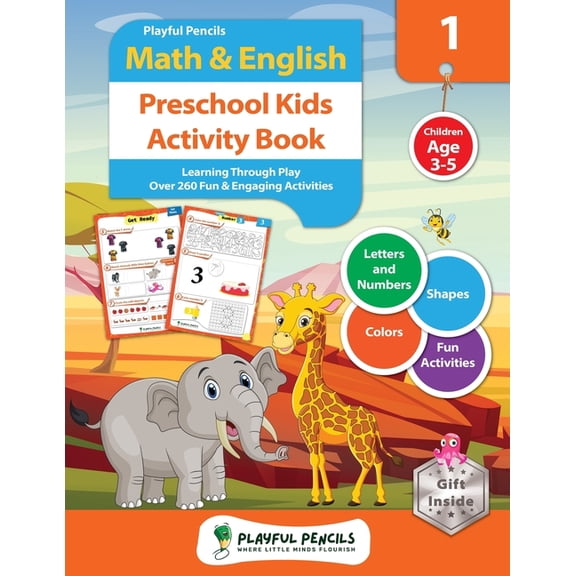 Playful Pencils Math & English Preschool Kids Activity Book: Learning through Play. Over 260 Fun & Engaging Activities. , (Paperback)