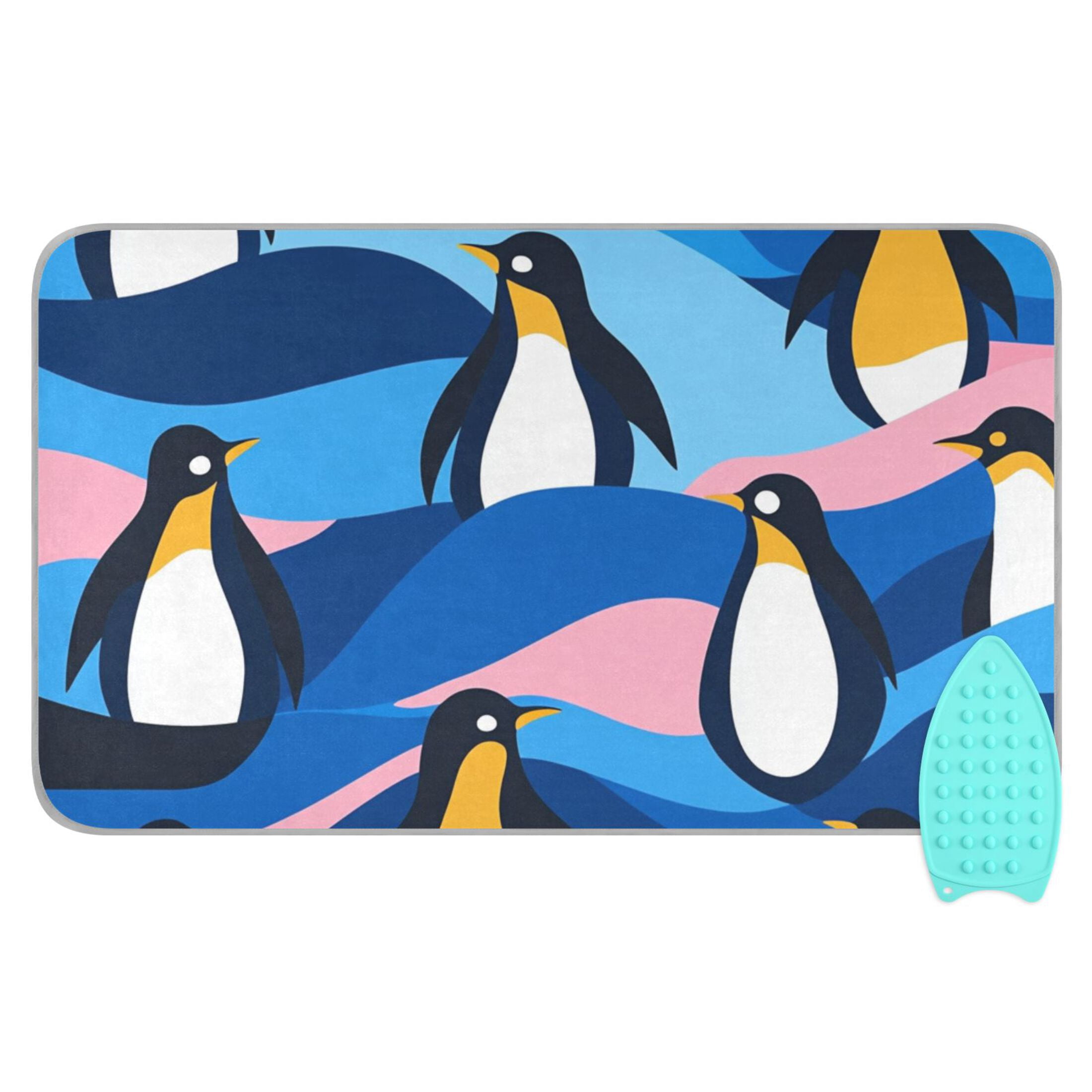Playful Penguin Art Ironing Mat Blanket for Table Top Travel Portable Ironing Board Pad 47.2x27.6 Inch