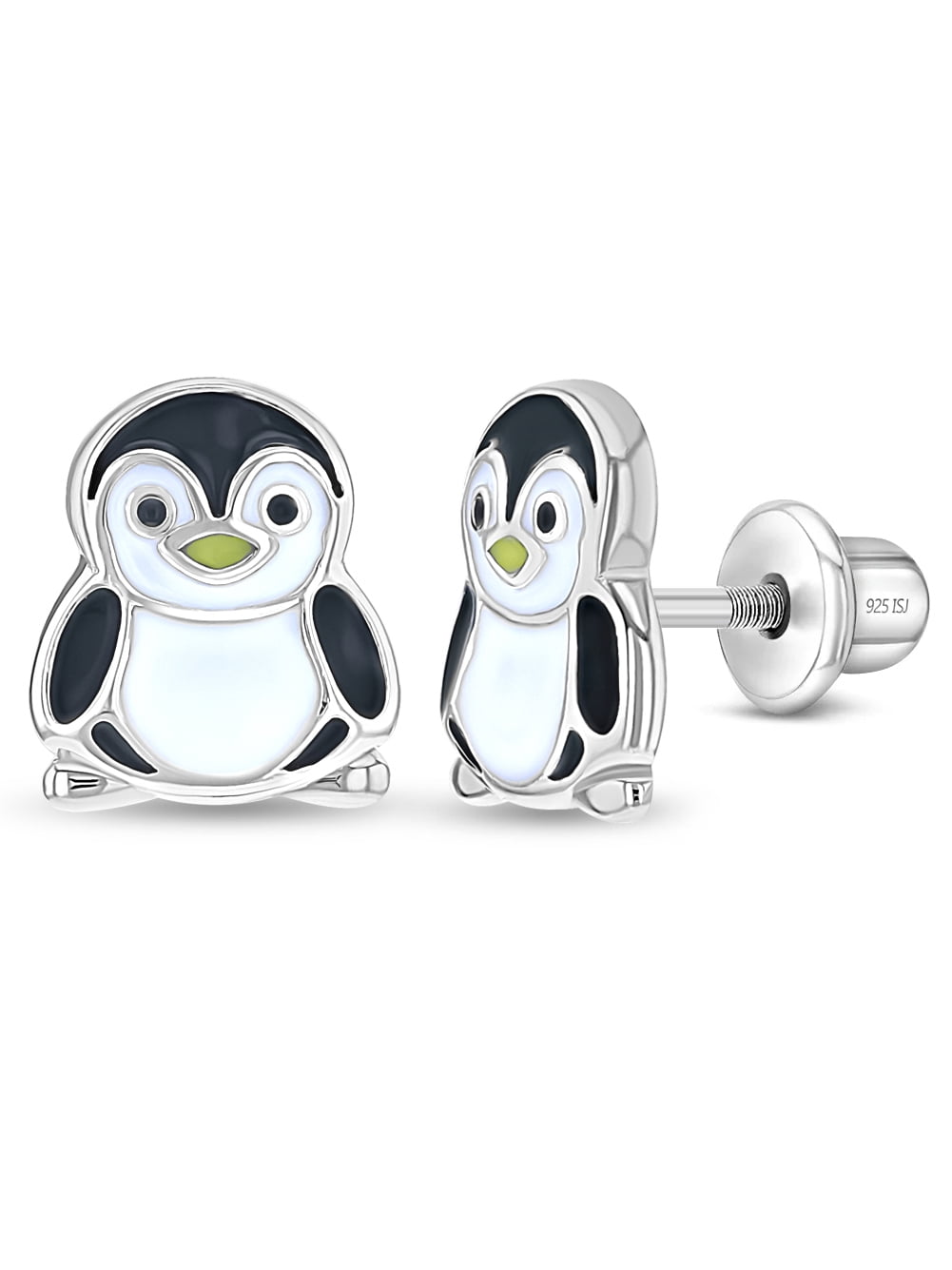 Playful Penguin Kids / Children's / Girls Earrings Screw Back - Sterling Silver