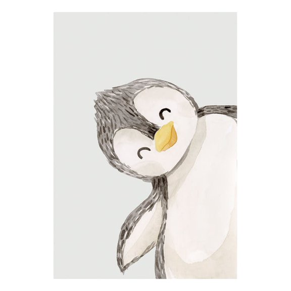 Playful Penguin Print Wall Art, Modern Wall Decor For Living Room Bedroom, 8x12 UNFRAMED