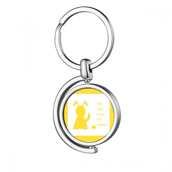 Playful Pet Dog Likes Poop Rotating Keychain Metal Keyring Holder