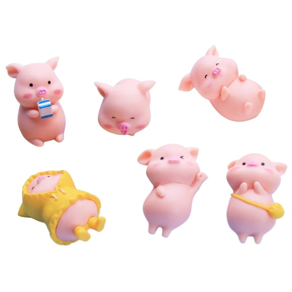 Playful Piggy Ornaments Small Cute Cartoon Pink Pig Figurines Statues for Collection and Crafts