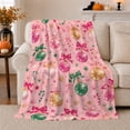 thumbnail image 1 of Playful Pink Christmas Print with Disco Ball Ornaments and Canes, Warm Flannel Blanket for Living Room and Family Room, Art Lovers Christmas Gift, Festive Home Decor, 1 of 9