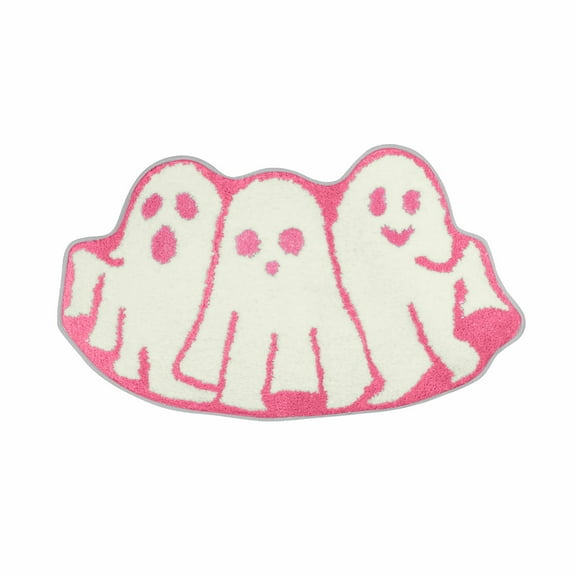 Playful Pink Ghost Shaped Rug Soft & Durable, Perfect for Adults' Rooms or Halloween Decor, Non-Slip Backing, 24x36 Inches