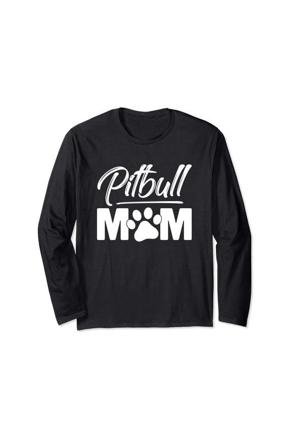 Playful Pitbull Mom Long Sleeve T-Shirt for Dog Lovers and Pet Enthusiasts
