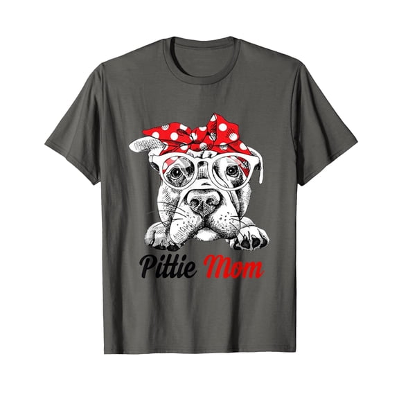 Playful Pittie Mom T-Shirt with Red Bandana Dog Graphic - Perfect Gift for Dog Lovers