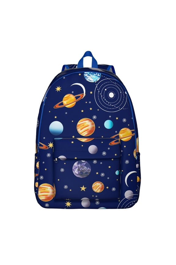 Playful Planets Backpack - Kawaii Cartoon Solar System Design Waterproof College Backpack, Spacious Laptop Bag for Commuters & Office Workers (Fun Galaxy Pattern)