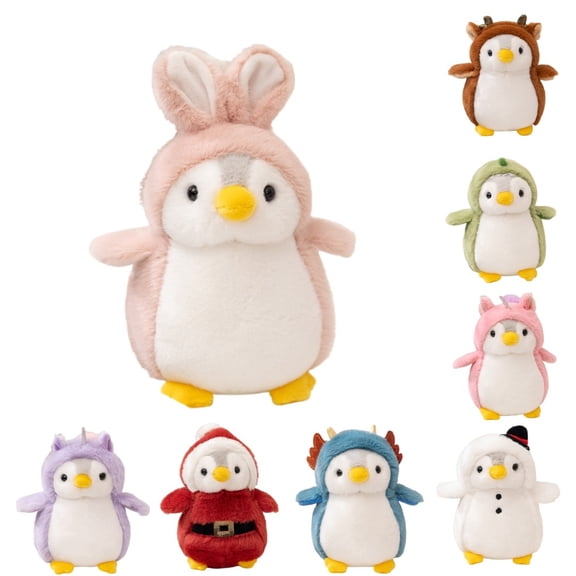 Playful Pompom Penguin Dino/Unicorn/Rabbit Vibrant Companions Endless Fun Stuffed Animal Toy - 7.9''