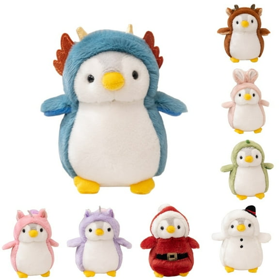 Playful Pompom Penguin Dino/Unicorn/Rabbit Vibrant Companions Endless Fun Stuffed Animal Toy - 7.9''