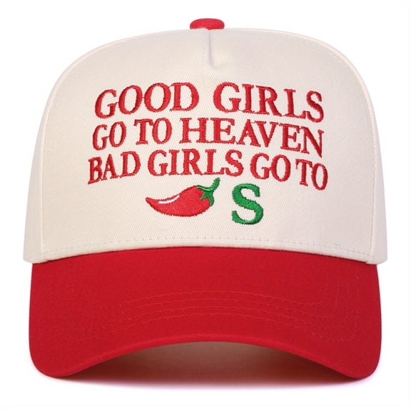 [Playful Print Baseball Cap] Women's "Good Go to Heaven" Adjustable Snapback Baseball Cap Lightweight & Breathable 5Sided Print with Pepper & Leopard Design Perfect for Spring, Fall, Beach & Cas