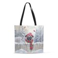 thumbnail image 1 of Playful Pug Welcomes Winter Snowy Day with Cardinal Bird All Over Print 3D Canvas Tote Bag Dog Lover Gifts Reusable Handbag - 2017, 1 of 5