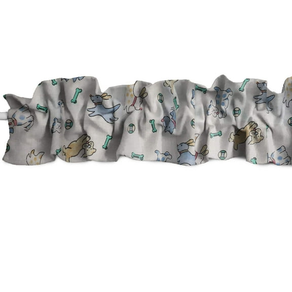 Playful Puppies Cotton Curtain Sleeve Topper Window Treatment