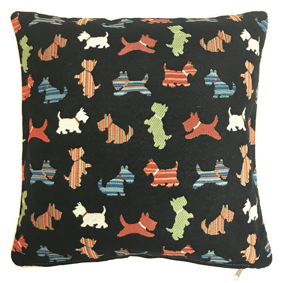 Playful Puppy Black Pillowcase/Cushion Cover 18 x 18 inch