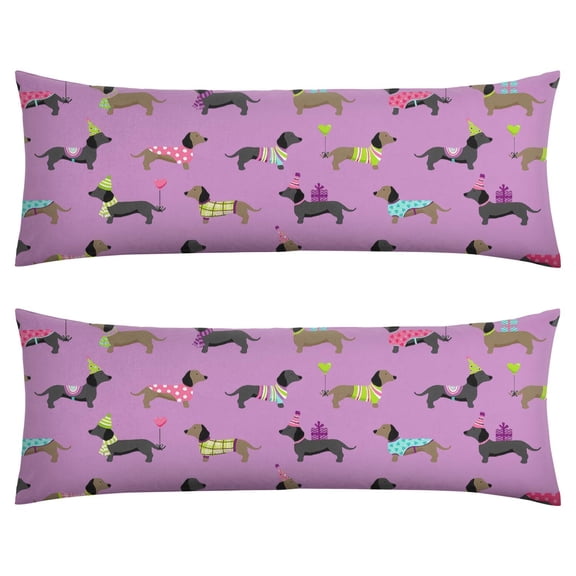 Playful Puppy Body Pillow Cover 20x54 - Breathable & Washable - Whimsical Dog Illustration
