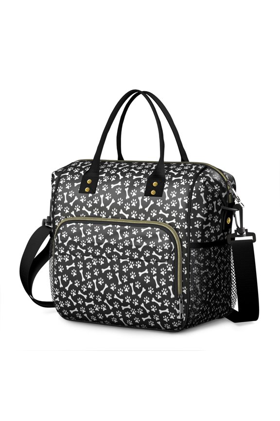 Playful Puppy Insulated Lunch Bag - Leakproof & Waterproof Cooler Tote with Multi-Pocket, Cute Dog Print for School, Work & Outdoor