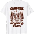 thumbnail image 1 of Playful Raccoon Campfire T-Shirt for Outdoor Adventure and Camping Enthusiasts, 1 of 5