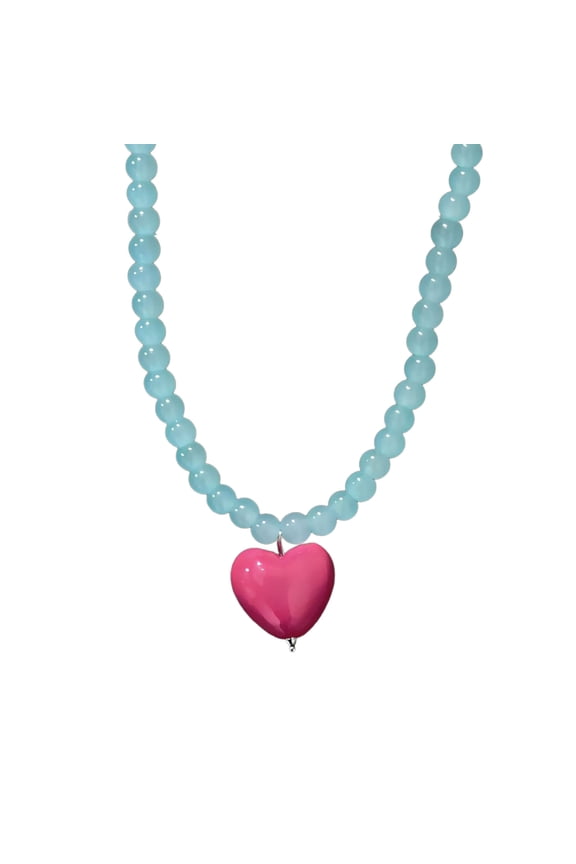 Playful Rainbow Heart Glass Beaded Clavicle Necklace With Ti Steel Clasp Perfect For Everyday Wear