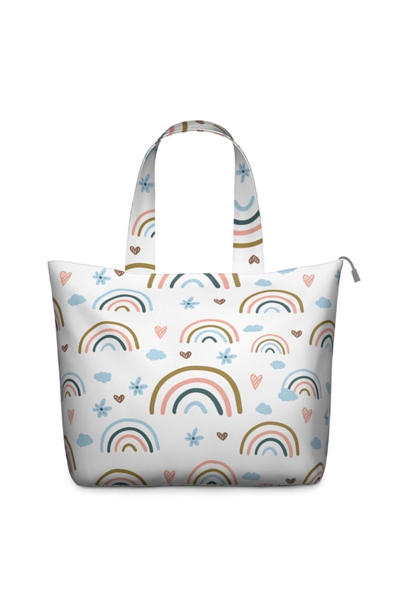 Playful Rainbow & Space Cartoon Weekender Bag , Large Capacity Travel Tote with Multiple Pockets, Lightweight Carry-on for Women on Weekend Getaways