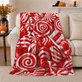 thumbnail image 1 of Playful Red White Candy Swirl Pattern Glossy Realistic, Festive Holiday Scene, Warm Flannel Blanket for Living Room and Family Room, Art Lovers Housewarming Gift, Festive Home Decor, 1 of 9