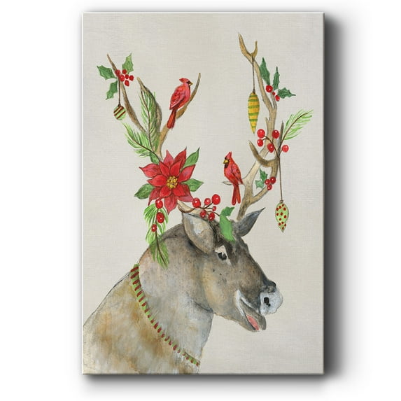 Playful Reindeer I- Gallery Wrapped Canvas