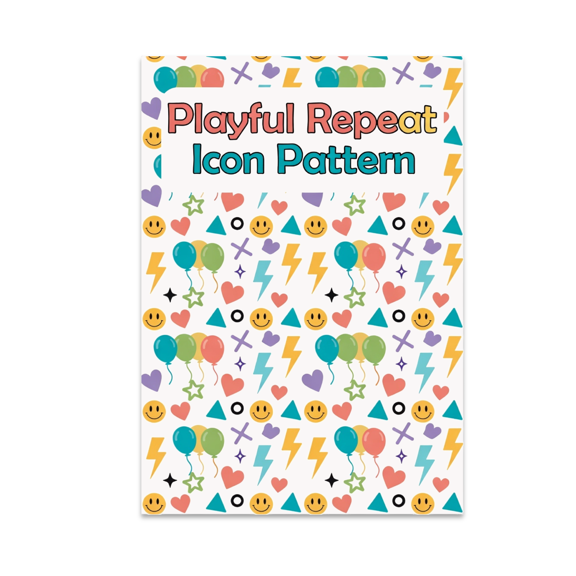 Playful Repeat Icon Pattern - Modern Decor Enthusiast - 13x19 Poster Print