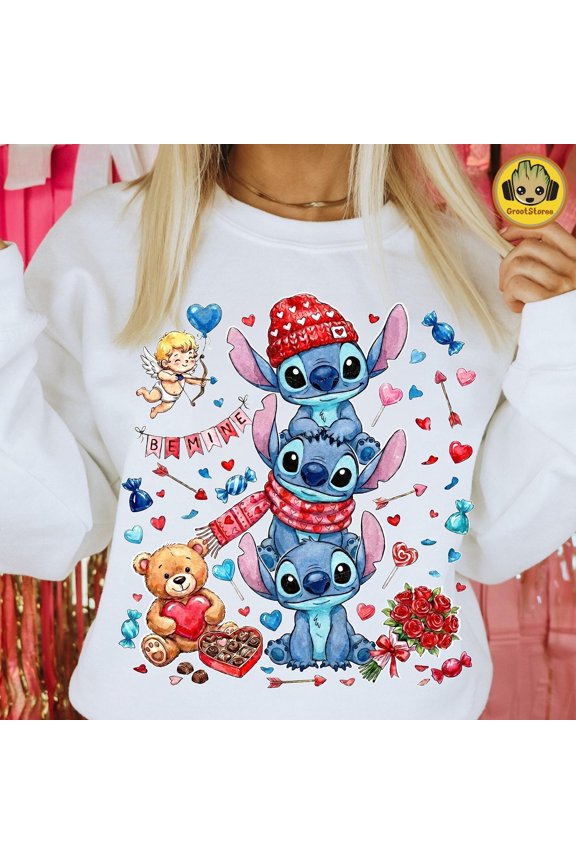 Playful Retro Valentine Cartoon Alien T-Shirt for Trendy Holiday Celebrations