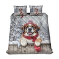 thumbnail image 1 of Playful Saint Bernard Welcomes Winter Snowy Day with Cardinal Bird Quilt Bedding Set St Dog Lover 1 Blanket Bed Cover 2 Pillowcases - 12017, 1 of 5