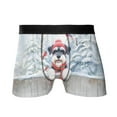 thumbnail image 1 of Playful Schnauzer Welcomes Winter Snowy Day with Cardinal Bird All Over Print Boxer Briefs Underwear for Men Dad Miniature Schnauzer Dog Lover - 12017, 1 of 6