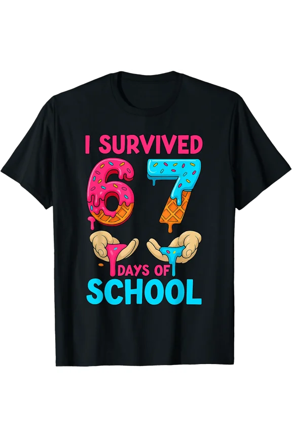 Playful School Days Graphic T-Shirt for Students - Celebrate 67 Days of Fun
